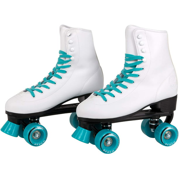 C SEVEN Skate Gear Cute Quad Roller Skates for Kids and Adults Classic Black, Womens 7 / Youth 6 / Mens 6 